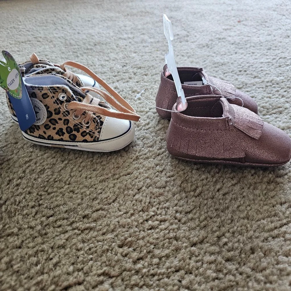 Baby Girl Shoe Bundle 3-6M Cheetah Sneaker Pink Loafer